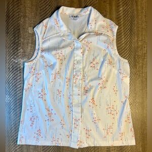 Vintage 70s sleeveless polyester blouse grandmacore